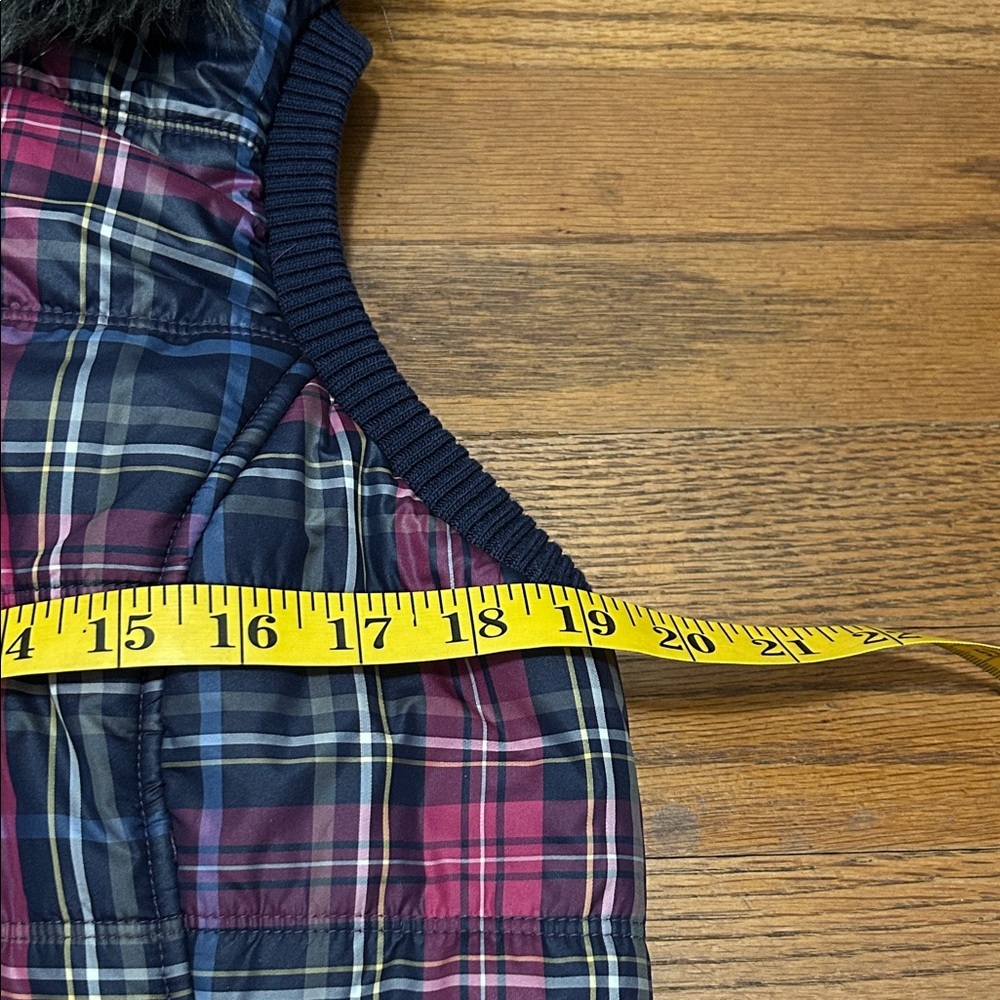 Ariat Vest Women’s L Blue/Pink Plaid Faux Fur Detachable Hood Quilted Western - Picture 7 of 13